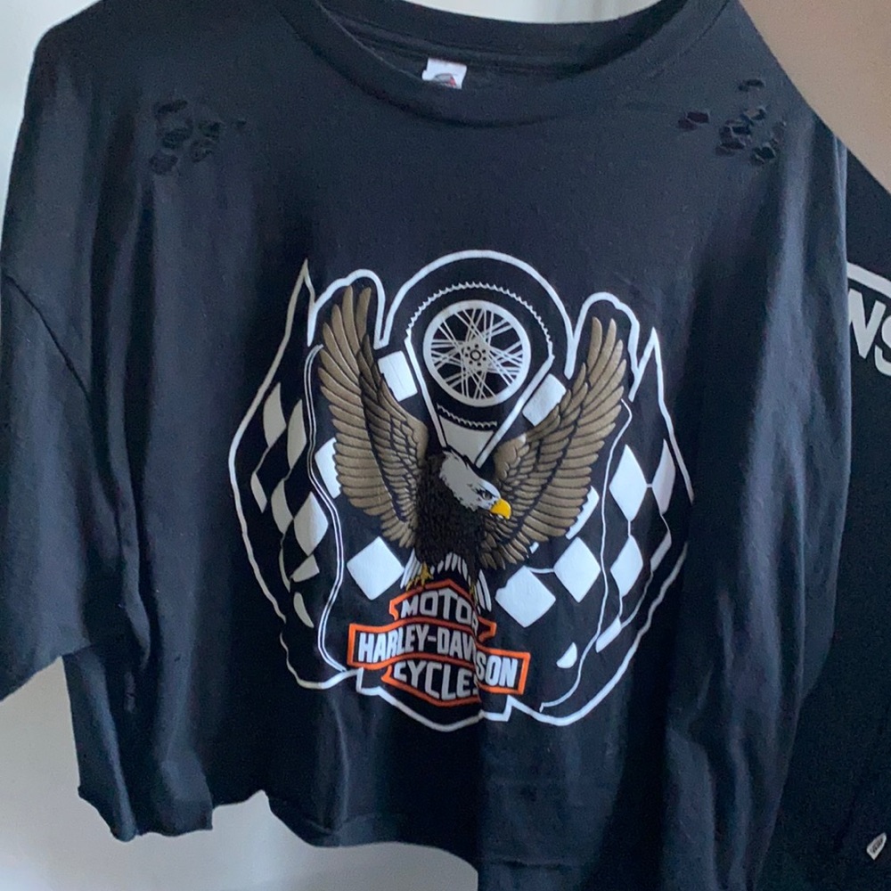 Harley Davidson distressed cropped tee